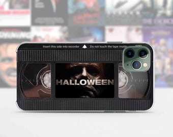 Funda para iPhone de Halloween, funda para Google Pixel estilo cinta VHS retro, película de terror