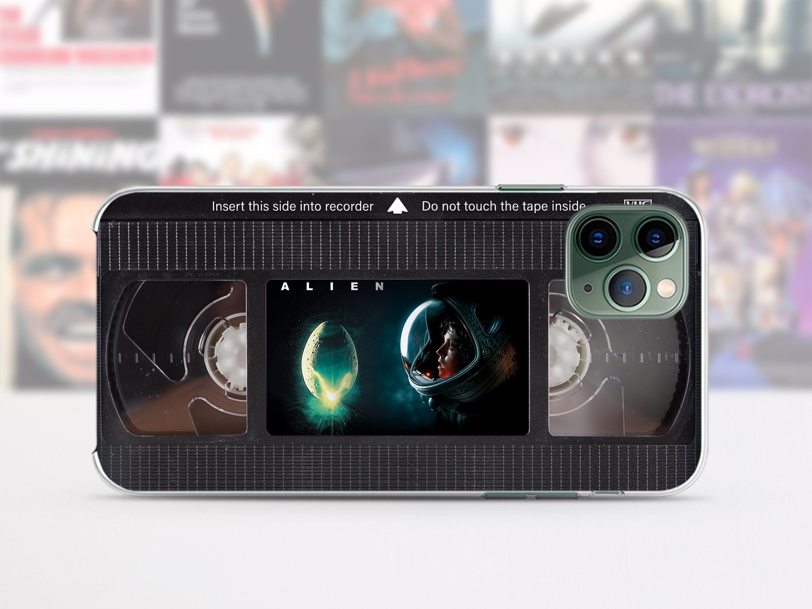Retro VHS tape iPhone case 15 14 13 12 11 Pro Max 8 Plus, Halloween Google pixel case, Alien Horror movie poster Samsung case S23 S20 S10