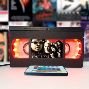 VHS lamp, Retro VHS tapes, Horror movie, Movie poster, Table lamp, Bestseller, 80s, 90s, Christmas, Halloween, Great gift, Movie print