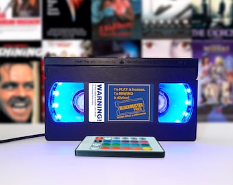 VHS lamp, Retro VHS tapes, Horror movie, Movie poster, Table lamp, Blockbuster, 80s, 90s, Christmas, Halloween, Great gift, Movie print