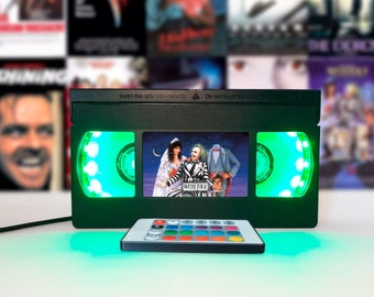 VHS lamp, Retro VHS tapes, Horror movie, Movie poster, Table lamp, Bestseller, 80s, 90s, Christmas, Halloween, Great gift, Movie print