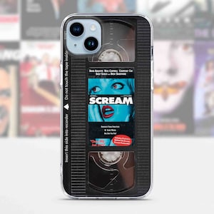 Retro VHS tape iPhone case 15 14 13 12 11 Pro Max 8 Plus, Scream Google pixel case, Horror movie poster Samsung case S23 S20 S10