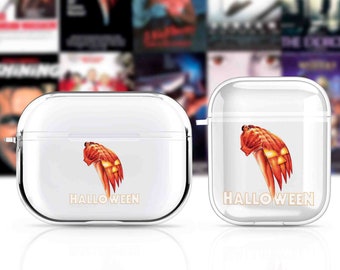 Halloween Airpods Hülle klar, Horrorfilm print Airpods Hülle 3 klar, Airpods Pro Hülle klar, AirPod Schlüsselanhänger Hülle, VHS Bänder