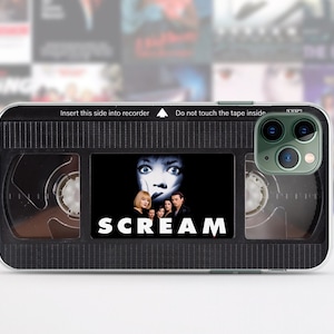 VHS tape iPhone case 15 14 13 12 11 Pro Max 8 Plus, Halloween Google pixel case, Scream Horror movie poster Samsung case S24 S23 S20 S10