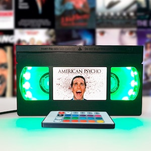 VHS lamp, Retro VHS tapes, Horror movie, Movie poster, Table lamp, Bestseller, 80s, 90s, Christmas, Halloween, Great gift, Movie print