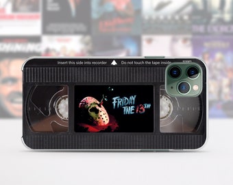 Retro VHS Tape iPhone Hülle 15 14 13 12 11 Pro Max 8 Plus, Halloween Google Pixel Hülle, Horrorfilm Freitag der 13. Samsung Hülle S24 S23 S20