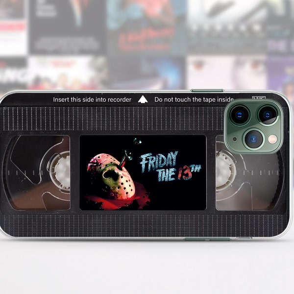 Retro VHS tape iPhone case 15 14 13 12 11 Pro Max 8 Plus, Halloween Google pixel case, Horror movie Friday the 13th Samsung case S24 S23 S20