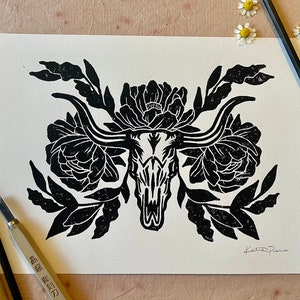 Blossom- Handprinted Linocut Art Print