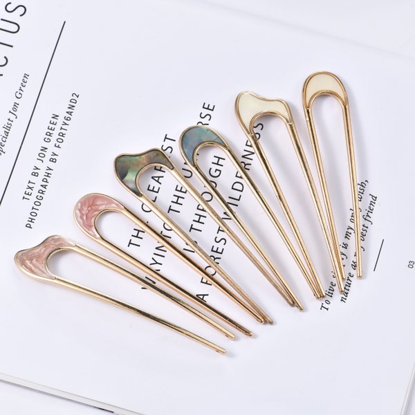 Shell Hair Stick for Women, Metal Hair stick, Winter U-Shaped Hair stick, French Hairpin, Bridesmaid Gift,Gift for mom,Wedding Gift