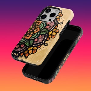 Durable Colorful Mandala Phone Case Mandala Art Phone Cover for iPhone 16, 15, 14, 13, 12, Google Pixel 9, 9 Pro, 8, 7, Samsung Galaxy S24