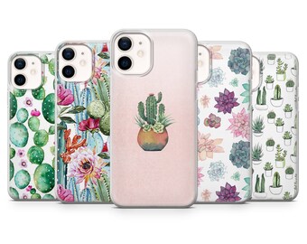 Coque iPhone cactus mignon Succulente Coque iPhone pour iPhone 17, 16, 15 Pro, 14, 13, 12, 8, 7, Samsung S25, S24 Fe, A15, A56, Pixel 10, 9, 8, 7