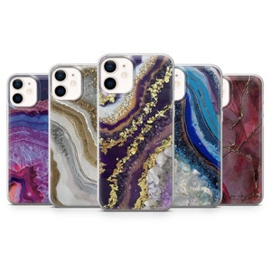 Geode Crystal Phone Case Gemstone Agate Phone Cover for iPhone 15, 14 Pro, 13 Pro, 12, 11, Xr, 8, Xs, Samsung S24, A53, A15, A34, Pixel 8A