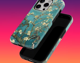 Sturdy Almond Blossoms Phone Case Vincent Van Gogh Phone Cover for iPhone 15, 14, 13, 12, 8, Google Pixel 8, 8 Pro, 7A, Samsung Galaxy S24