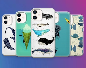 Ocean Animals Phone Case Cute Whale Shark iPhone Cover for iPhone 17, 16 Pro, 15, 14, 13, 12, 11, Xr, Samsung A15, A56, S25, Pixel 10, 9, 8