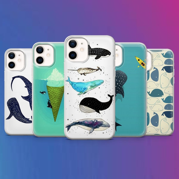 Ocean Animals Phone Case Cute Whale Shark iPhone Cover for iPhone 15, 14 Pro, 13, 12, 11, 8, 7, Xr, Samsung A15, A25, S24, Pixel 8A, 7 Pro