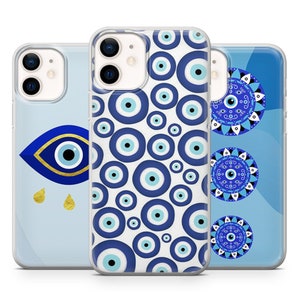 Spirituality Talisman Phone Case Blue Evil Eye iPhone Cover for iPhone 17, 16, 15, 14 Pro, 12, X, Xs, 8, Samsung S25, A15, S24, Pixel 10, 9A