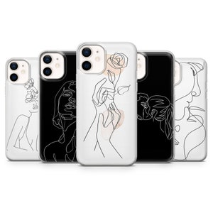Art Line iPhone Case Minimalist Line iPhone Cover for iPhone 15, 14 Pro, 13 Pro, 12 Mini, 11, 8, Xr, Samsung A15, S24, S23 Fe, Pixel 8A, 7A