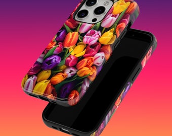 Tough Gorgeous Tulips Phone Case Flower Bloom Phone Cover for iPhone 16, 15, 14, 13, 12, Google Pixel 9, 9 Pro, 8, Samsung Galaxy S24, S23