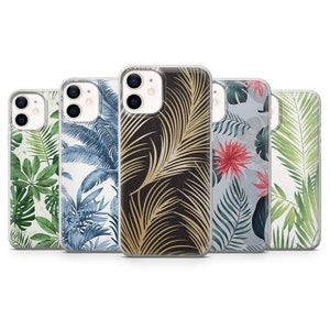 Tropical Leaves Phone Case Greenery Plants iPhone Cover for iPhone 17, 16, 15, 14, 13, 11, 8, Xr, Samsung S25, S24 Fe, A56, Pixel 10, 9, 8A