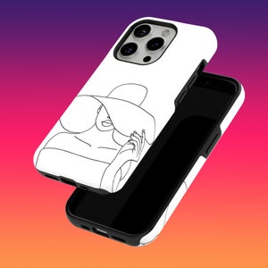 Rugged Feminine Line Art Phone Case Outline Art Phone Cover for iPhone 16, 15, 14, 13, 12, Google Pixel 9, 9 Pro, 8, 7A, Samsung Galaxy S24