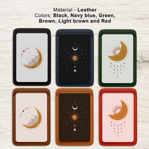 Celestial Lunar Magsafe Wallet Geldbörse Boho Magnetischer Portemonnaie Astrologie Magsafe Kartenhalter für iPhone 16, 15, 14, 13 Pro, 13 Mini, 12 Pro, 12