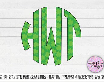 Shamrock Monogram Letters: St. Patrick's Day PNG (Digital Download)