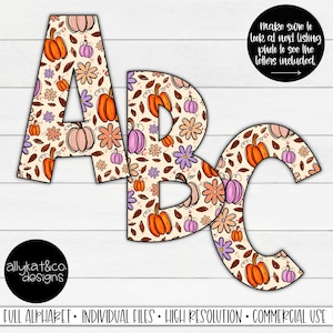 Fall Pumpkin Doodle Letters Alphabet PNG, Sublimation Letters, A-Z Upper Case Alphabet, Boho Pumpkin Doodle Letters, Harvest Pumpkin PNG