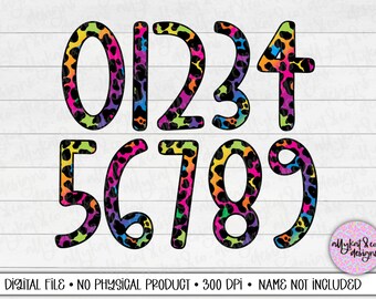 Rainbow Leopard Print Numbers 0-9 (Digital Download)