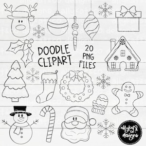 Christmas Doodle Clipart | Hand Drawn Clipart | Doodle Clipart | Santa | School Clipart | Christmas Doodles | Holiday Clipart|Commercial Use