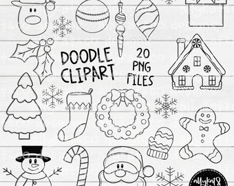 Christmas Doodle Clipart | Hand Drawn Clipart | Doodle Clipart | Santa | School Clipart | Christmas Doodles | Holiday Clipart|Commercial Use