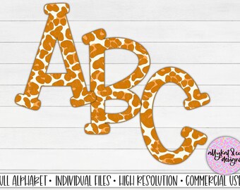 Burnt Orange Leopard Print Alphabet: Sublimation Letters (PNG Digital Download)