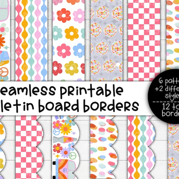 Retro Groovy Printable Bulletin Board Borders | Printable Classroom Borders | School Decorations | Teacher Printable | Bulletin Board Border