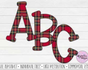 May include: Red, green, and gold plaid letters that spell out "ABC".