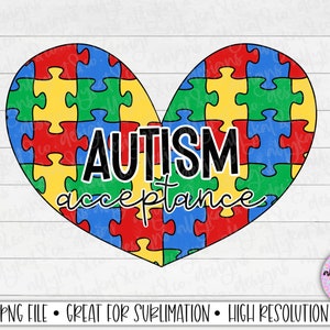 Autism Acceptance PNG, Autism PNG, Autism Acceptance Design File, Digital Download, Autism Acceptance Puzzle Piece Heart PNG, Special Needs