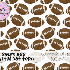Football Seamless Pattern for Commercial Use, Football Seamless Repeat Pattern, Hand drawn Football Clipart, Football Digital Pattern