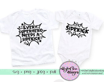 Superhero Brothers Shirts: Big Brother Sidekick Set (Digital File)
