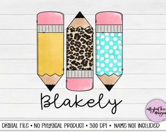 Pencils PNG, Back to School Sublimation Design, Leopard Pencil Digital Design Download, DTG, Back to School Sublimation Downloads, School