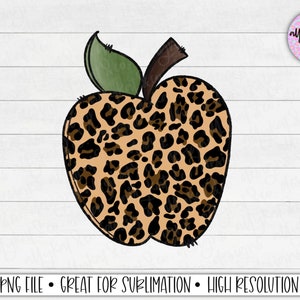 Leopard Apple PNG, Back to School Sublimation Design, Leopard Apple Design Clipart, DTG, Back to School Sublimation Downloads, School PNG
