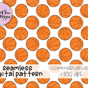 Basketball Nahtloses Muster für kommerzielle Nutzung, Basketball Seamless Repeat Muster, Handgezeichnete Basketball Clipart, Basketball Digital Paper