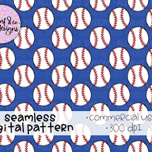 Baseball Seamless Pattern for Commercial Use, Baseball Seamless Repeat Pattern, Hand drawn Baseball Clipart, Baseball Digital Pattern