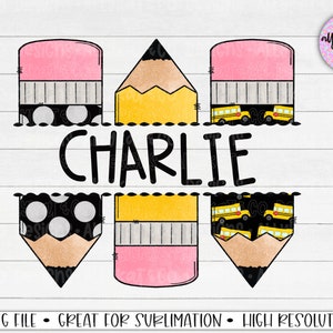 Split Pencils for Name PNG, Back to School Sublimation Design, Leopard Pencil Digital Design, DTG, Back to School Sublimation Downloads