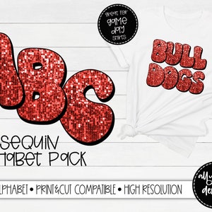 Red Sequin Letters Alphabet PNG, Sublimation Letters, A-Z Upper Case Alphabet, Groovy Retro Sequin Letters, Red Glitter Letters PNG