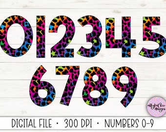Rainbow Leopard Print Numbers 0-9 (Digital Download)