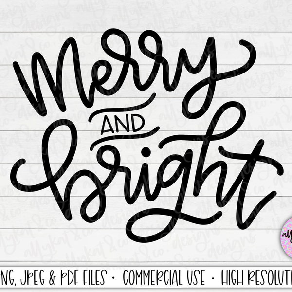 Merry and Bright SVG, Christmas svg, Instant Download Cricut, Christmas Digital File, Christmas Cut File, Christmas  Holiday svg png pdf