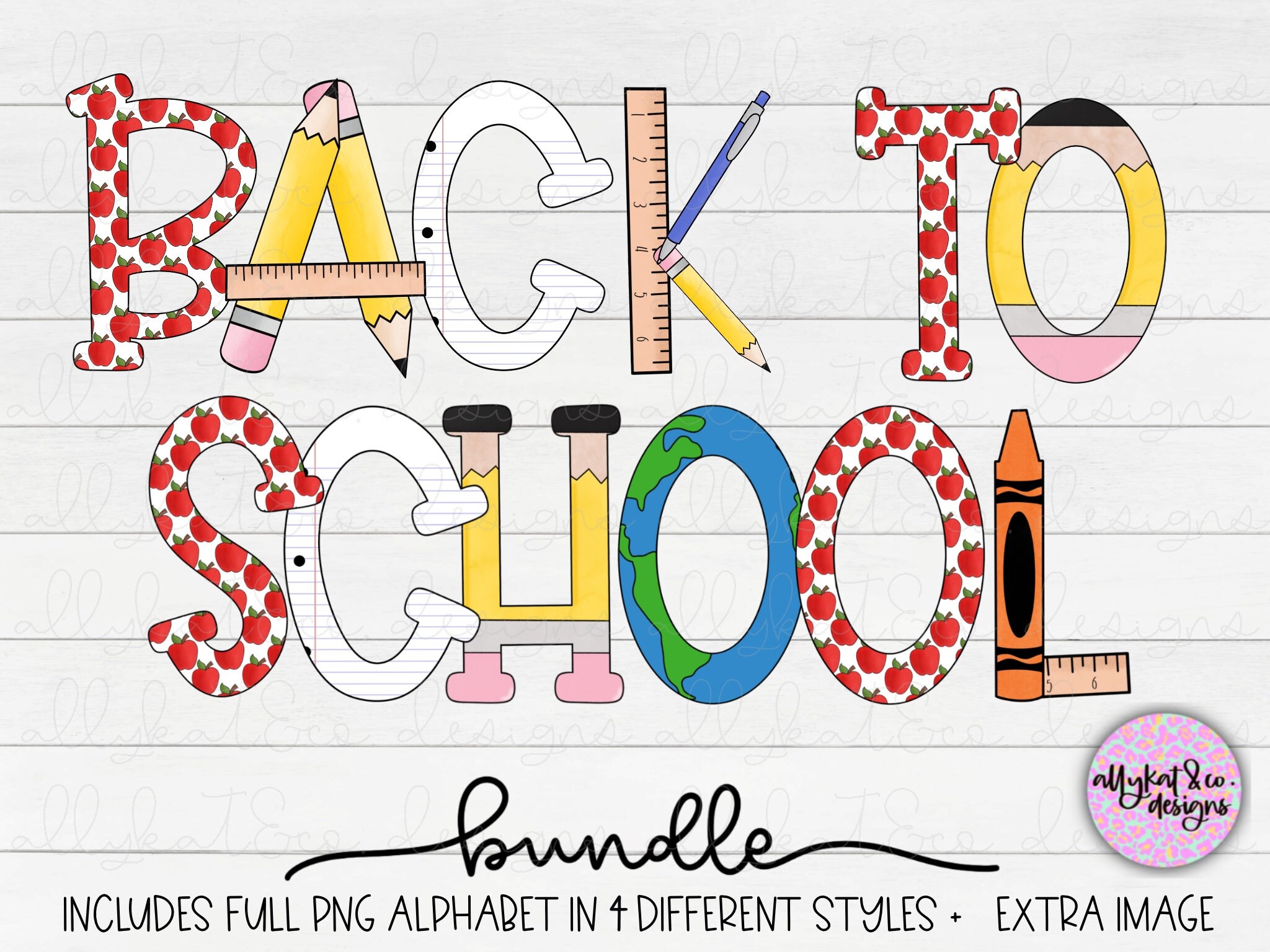 Back to School Doodle Alphabet: Sublimation PNG Bundle - Etsy