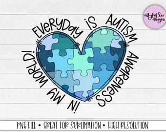 Autism Awareness Heart PNG: Special Needs Sublimation Design (Digital Download)