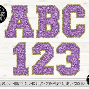 Archivos PNG de parche Chenille púrpura falso, letras y números universitarios PNG, sublimación de letras, letras de brillo peludo, letras del tablón de anuncios