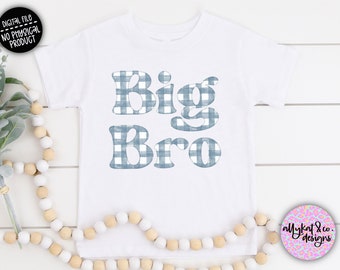 Big Bro Gingham PNG: Faux Embroidery Design (Digital Download)