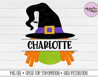 Nom de la sorcière divisé PNG : Design sublimation d'Halloween (téléchargement numérique)