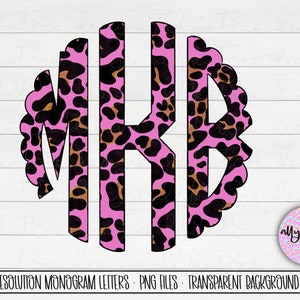 Pink Leopard Print Scallop Monogram Letters (PNG Digital Download)